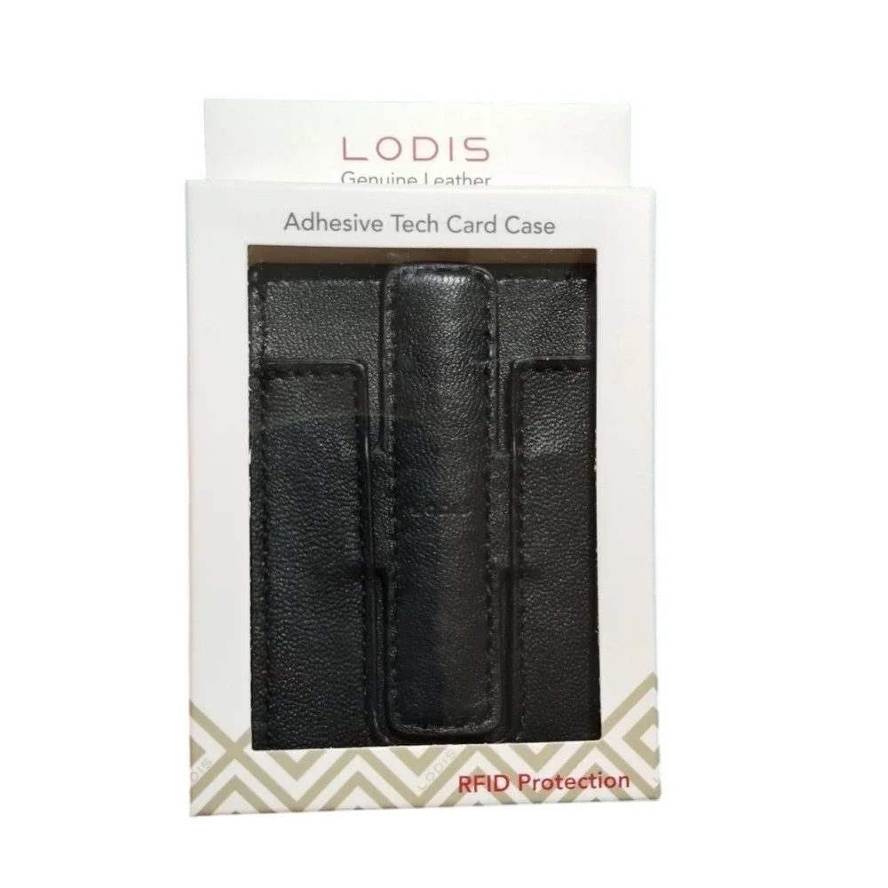 Lodis Black Genuine Leather Adhesive Tech Card Case RFID Protection E23227884900